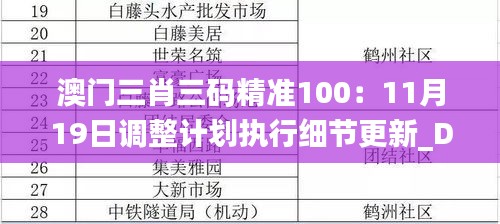 澳门三肖三码精准100：11月19日调整计划执行细节更新_DBS6.35.69版