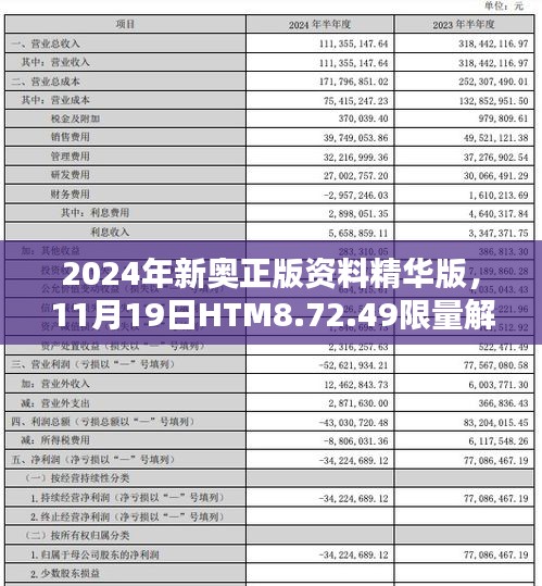 2024年新奥正版资料精华版，11月19日HTM8.72.49限量解答解析