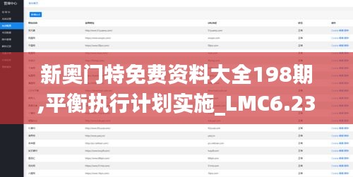 新奥门特免费资料大全198期,平衡执行计划实施_LMC6.23