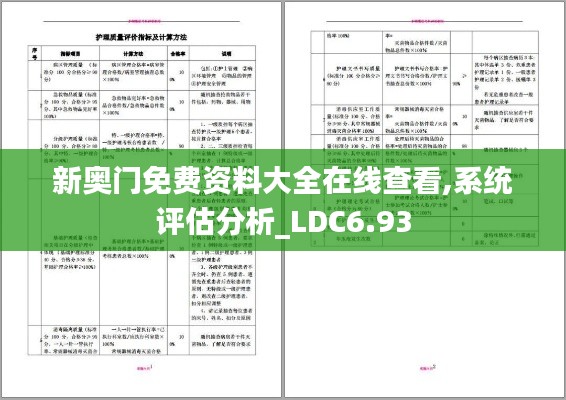 新奥门免费资料大全在线查看,系统评估分析_LDC6.93