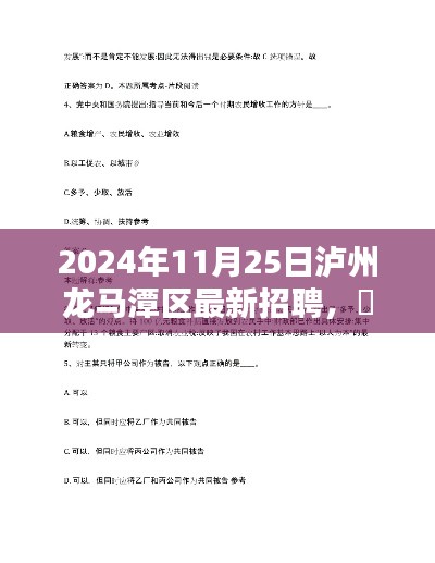 跃动未来，泸州龙马潭区2024年最新招聘启事——挑战职场，等你来！