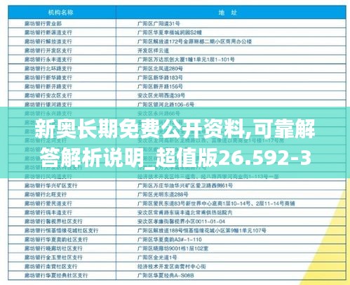 新奥长期免费公开资料,可靠解答解析说明_超值版26.592-3