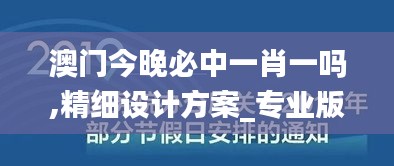 澳门今晚必中一肖一吗,精细设计方案_专业版91.221-9