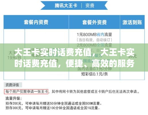 大王卡实时话费充值，便捷高效，畅享无忧服务体验