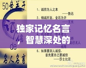 独家记忆名言，智慧深处的璀璨瑰宝